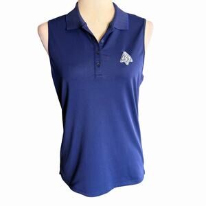 G/FORE Golf Polo Shirt Women's Medium Pleated Collar Pique Tech Blue Performance